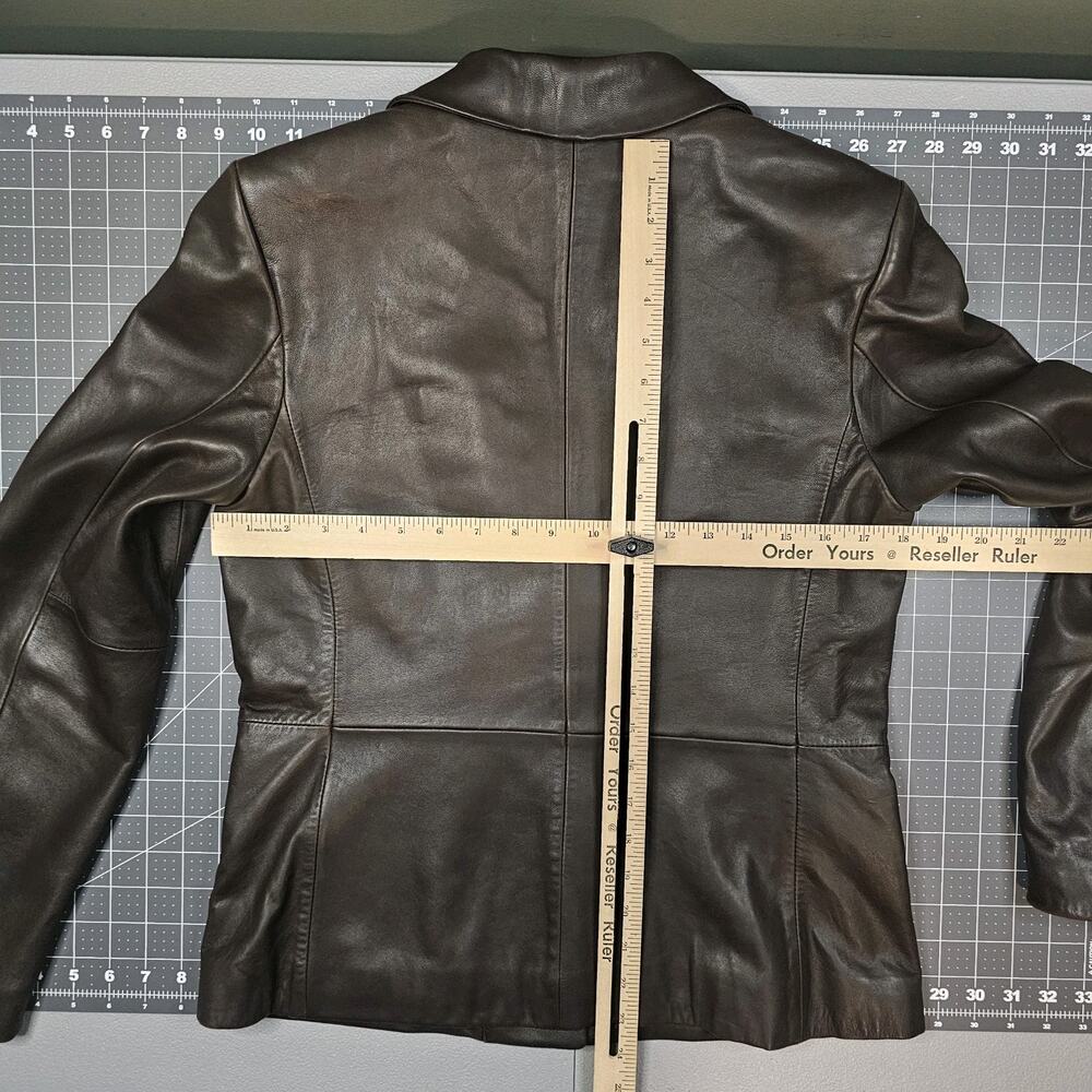 Brooks Brother Leather Jacket Womens 10 Medium Brown Blazer Preppy Business Work - Picture 10 of 16